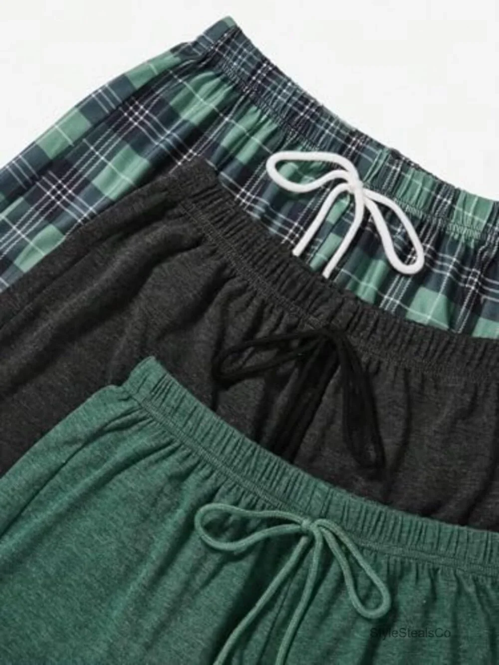 3 Pack Plaid Letter Graphic Pajama Shorts Elastic Waist Pj Lounge Shorts